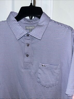 Fish Hippie Striped SOFT COTTON/Spandex Golf Pocket Polo Shirt XL mens slim